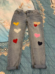 2020 new women Patch harem jeans high waist love heart stitching fashion loose denim pants truosers r